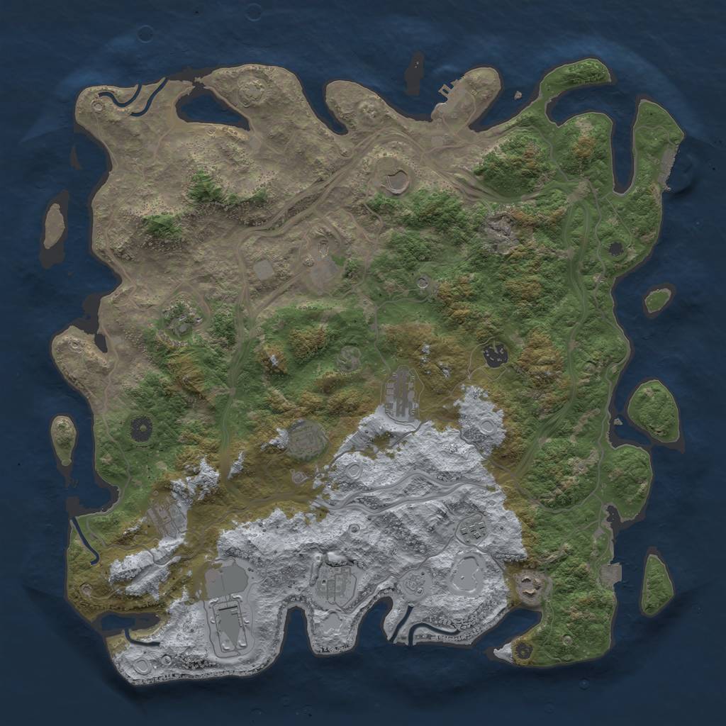 Rust Map: Procedural Map, Size: 4500, Seed: 591231448, 19 Monuments