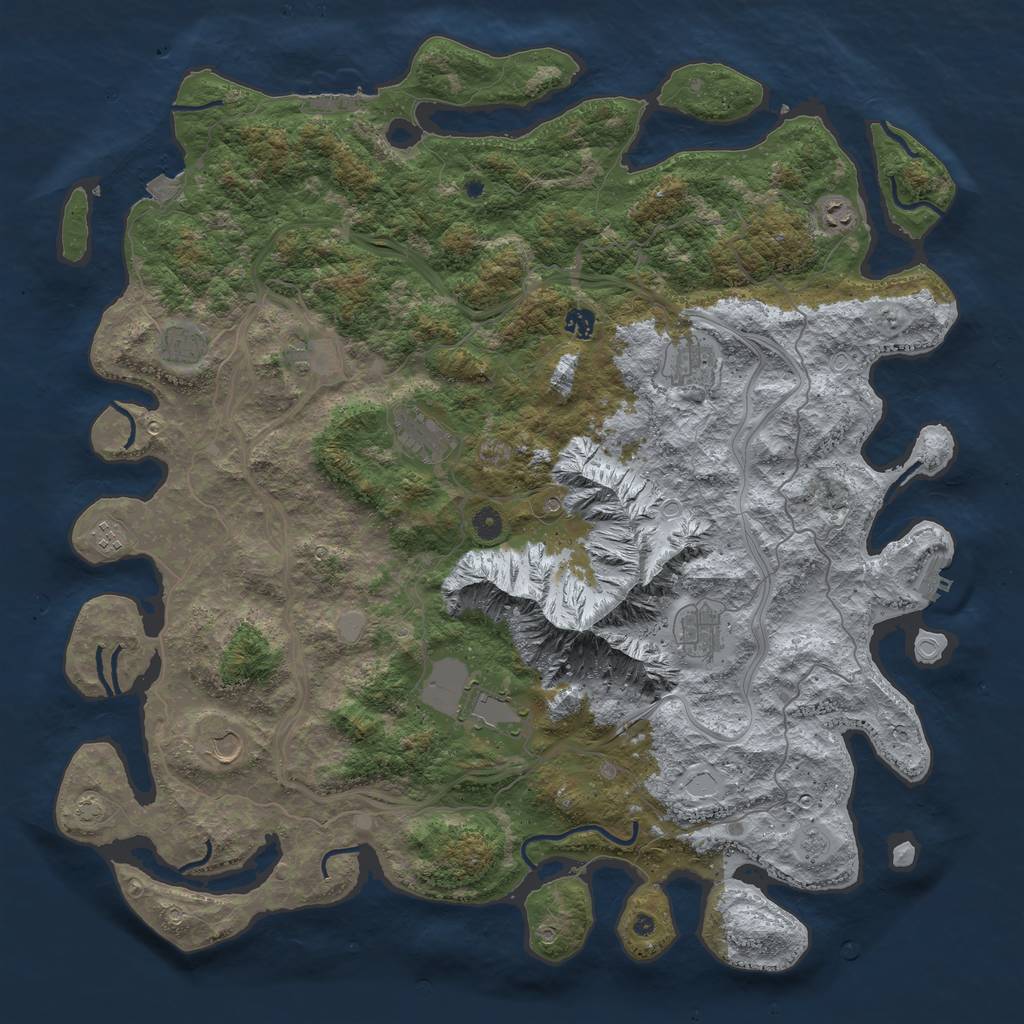 Rust Map: Procedural Map, Size: 5000, Seed: 2050, 18 Monuments
