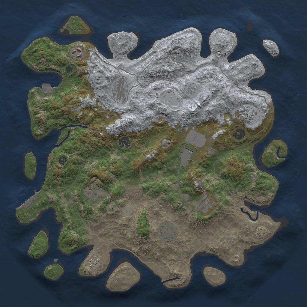 Rust Map: Procedural Map, Size: 4000, Seed: 569055112, 16 Monuments