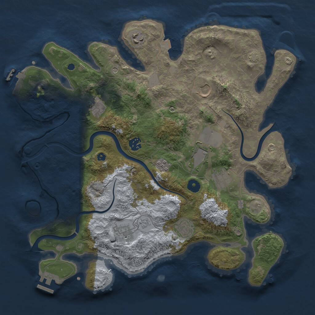 Rust Map: Procedural Map, Size: 3700, Seed: 1853134994, 15 Monuments