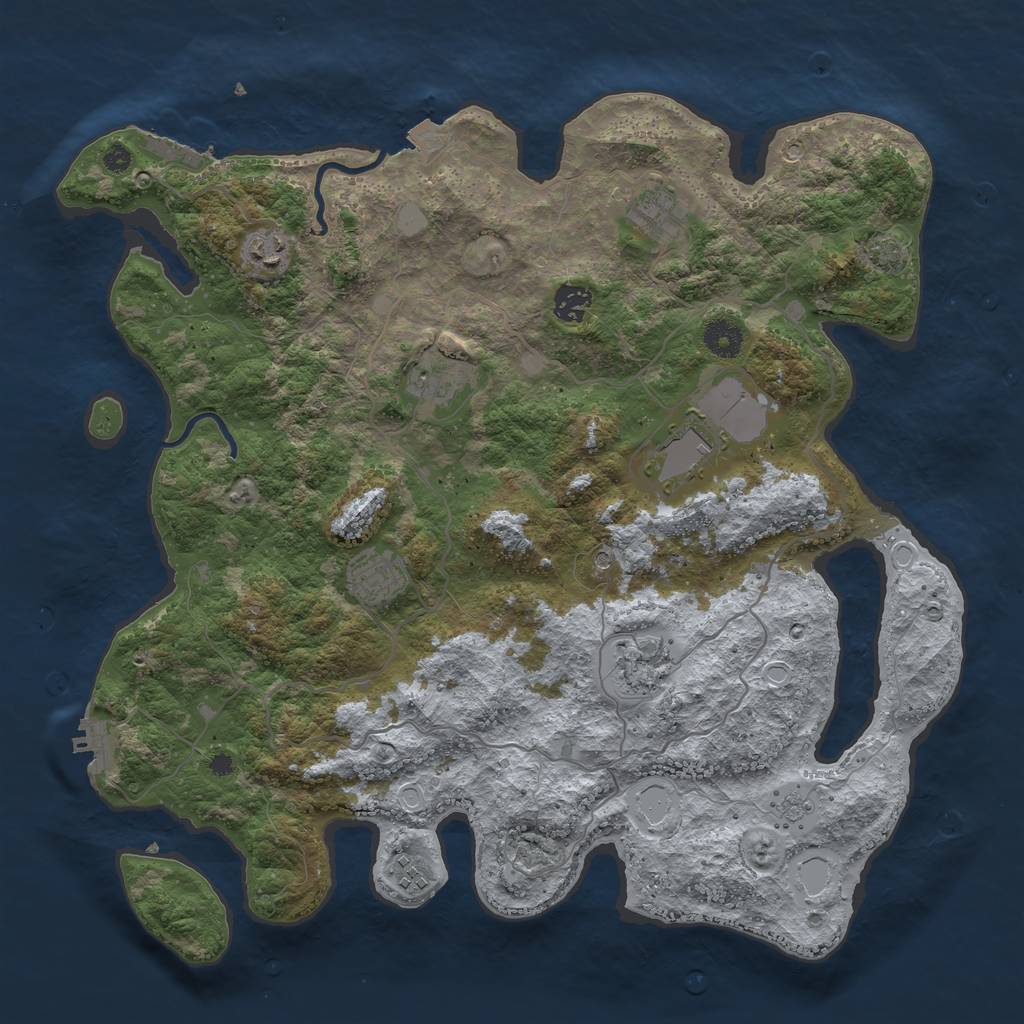Rust Map: Procedural Map, Size: 4000, Seed: 990244, 16 Monuments