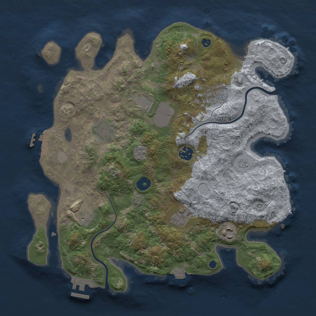 Rust Map: Procedural Map, Size: 3500, Seed: 43465362, 14 Monuments