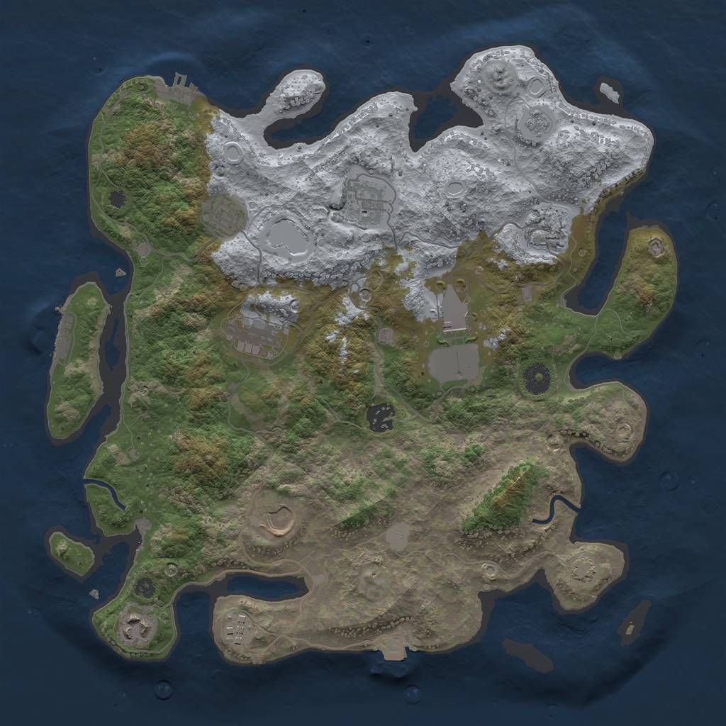 Rust Map: Procedural Map, Size: 3700, Seed: 654187, 17 Monuments