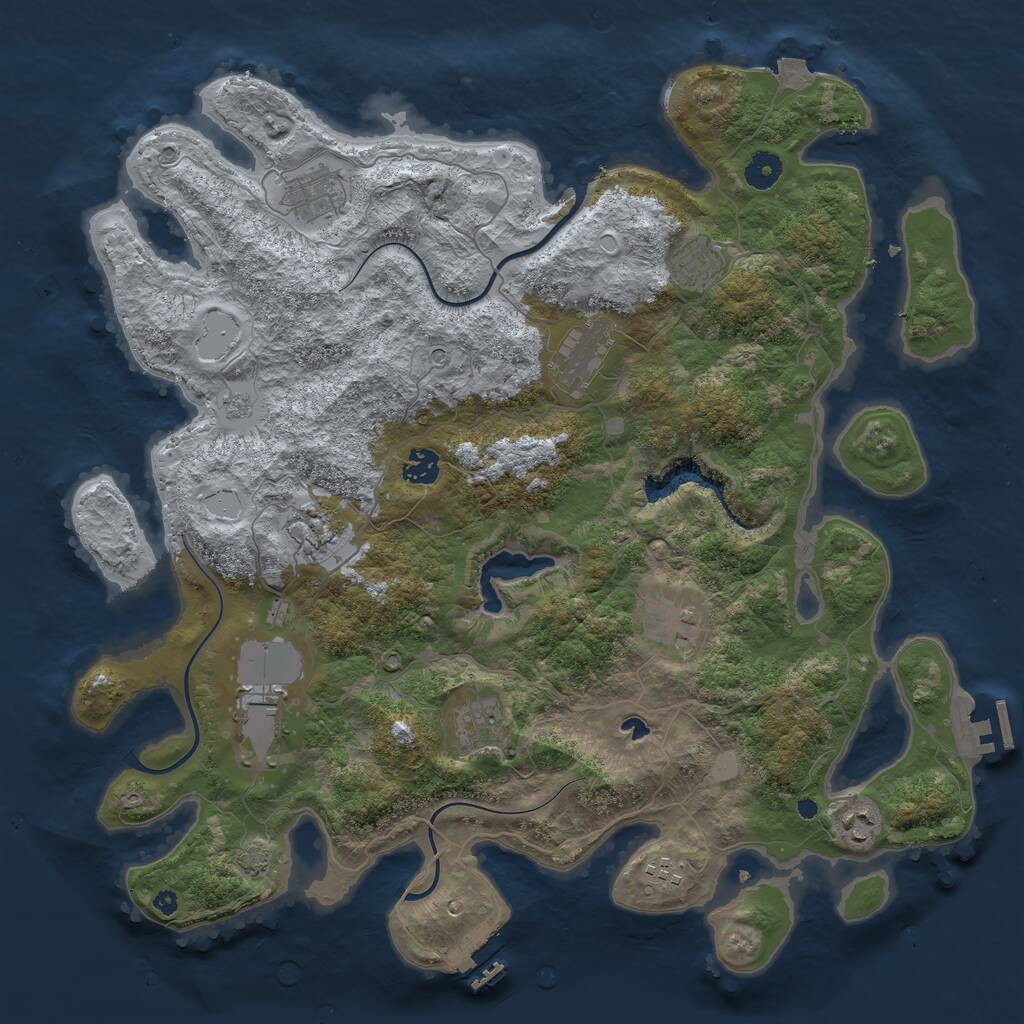 Rust Map: Procedural Map, Size: 4166, Seed: 1588, 16 Monuments