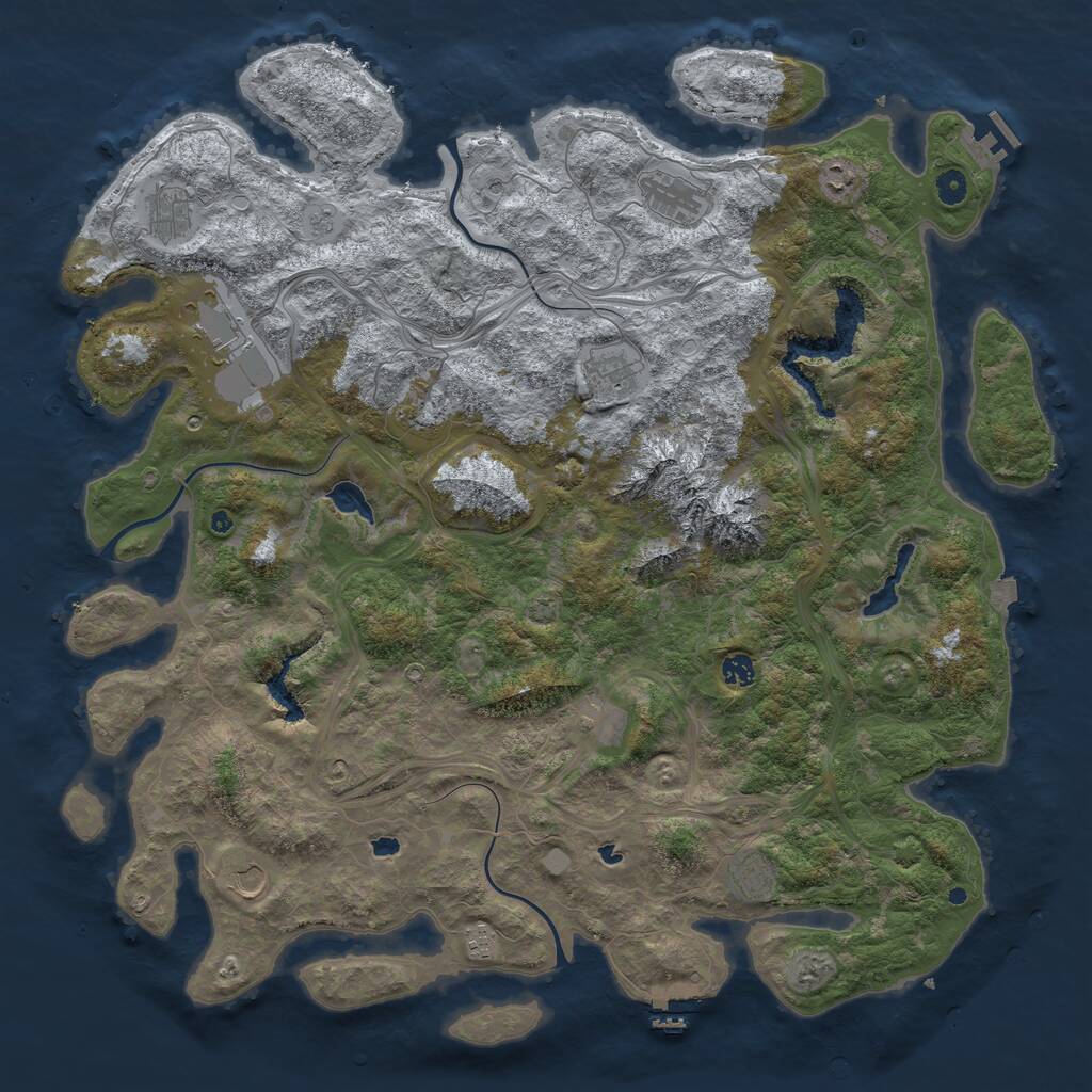 Rust Map: Procedural Map, Size: 5000, Seed: 3030, 17 Monuments