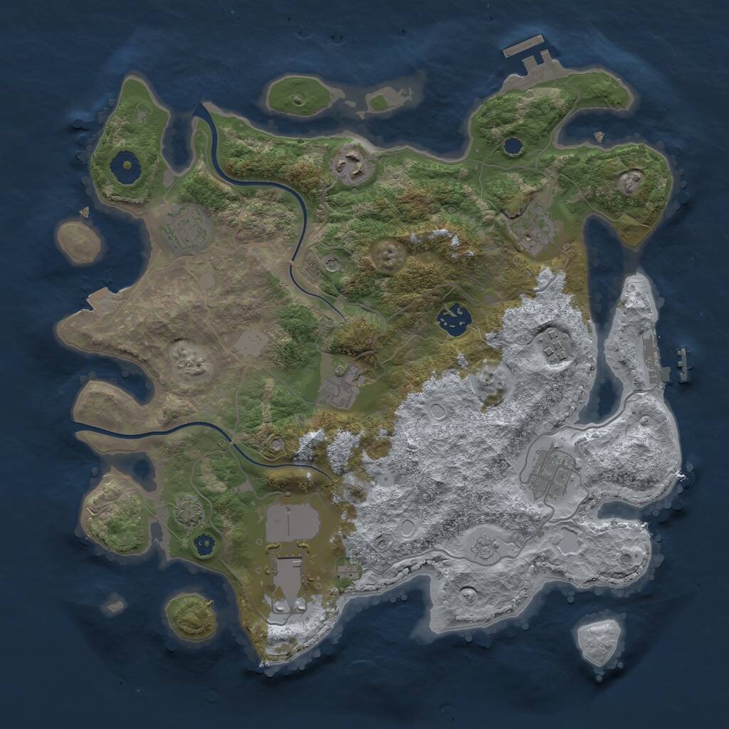 Rust Map: Procedural Map, Size: 3500, Seed: 53231893, 14 Monuments
