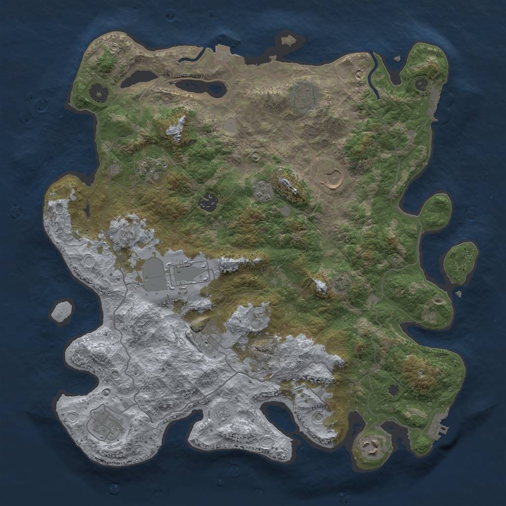 Rust Map: Procedural Map, Size: 4000, Seed: 1659595940, 17 Monuments