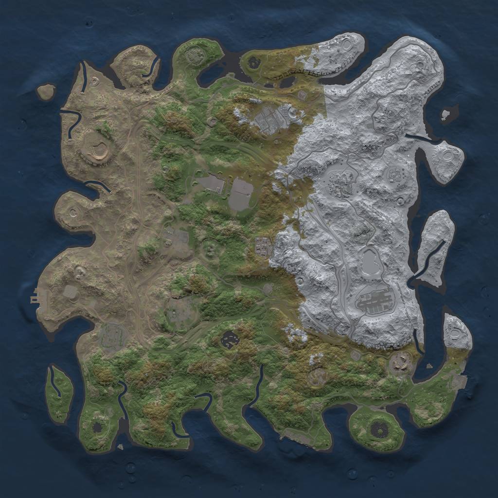 Rust Map: Procedural Map, Size: 4250, Seed: 1255605304, 19 Monuments