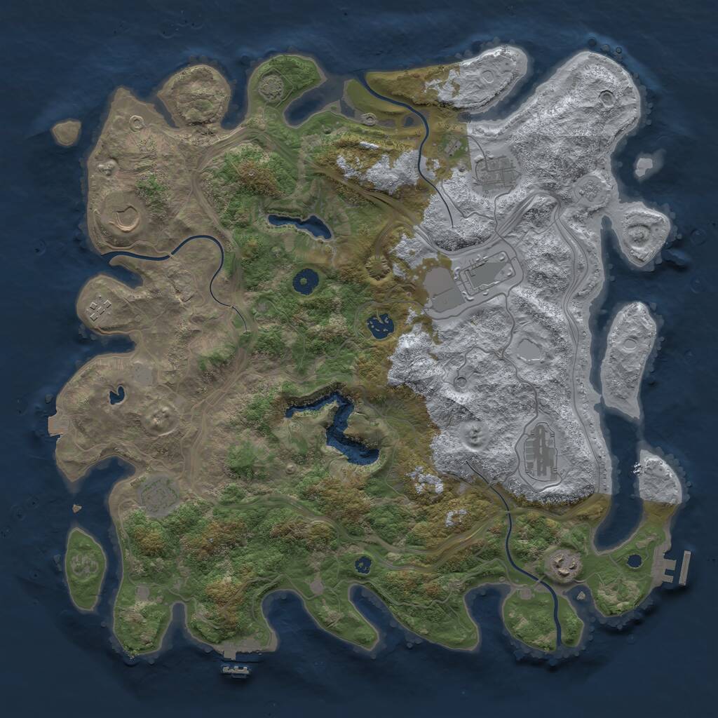 Rust Map: Procedural Map, Size: 4250, Seed: 1255605304, 14 Monuments