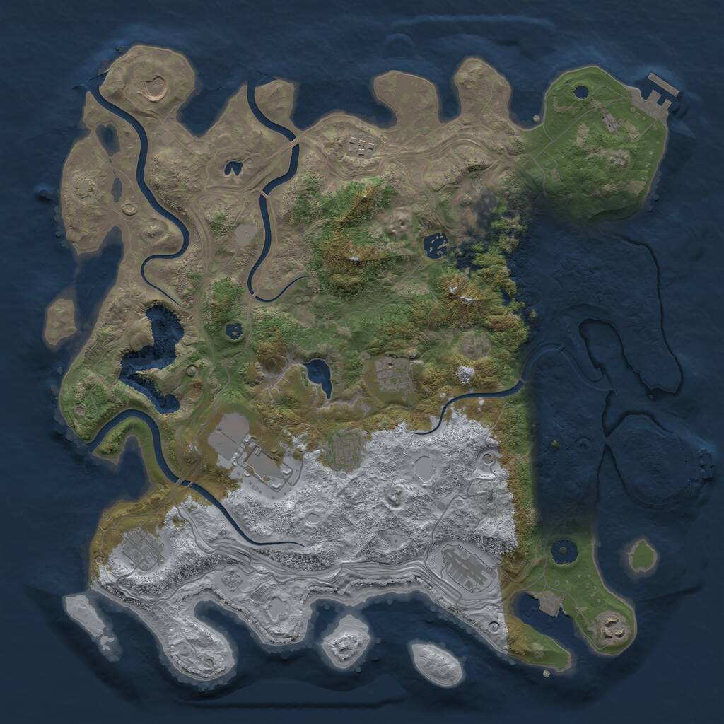 Rust Map: Procedural Map, Size: 4250, Seed: 625265033, 16 Monuments