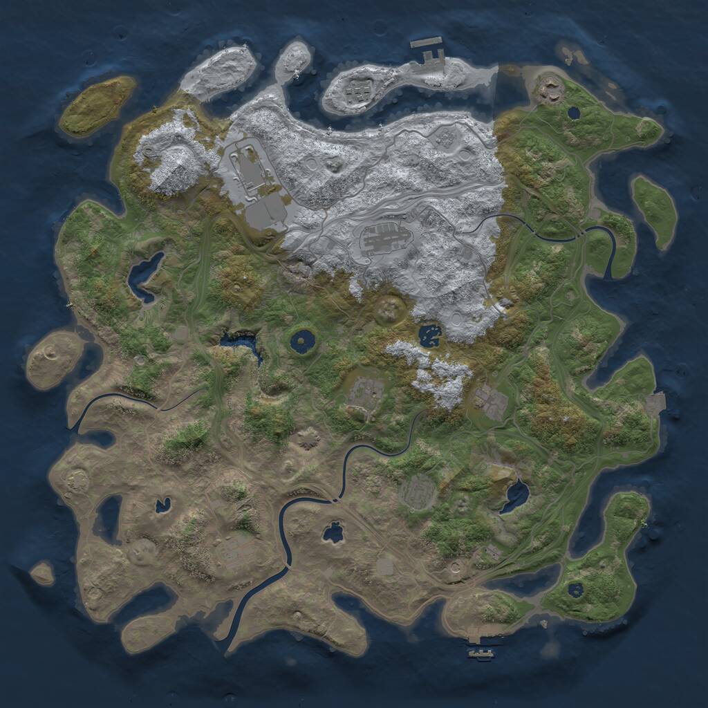 Rust Map: Procedural Map, Size: 4500, Seed: 5673216, 15 Monuments