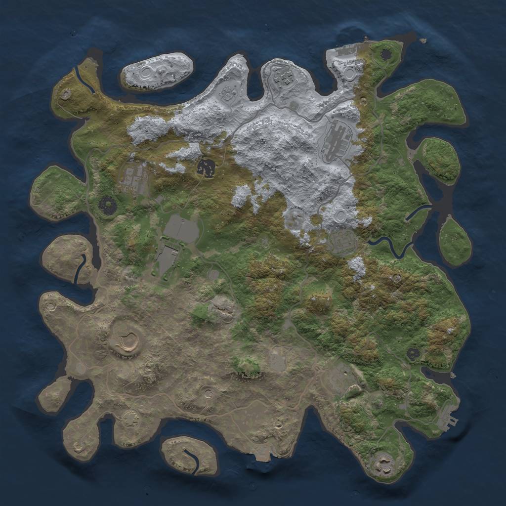Rust Map: Procedural Map, Size: 4000, Seed: 255092485, 17 Monuments