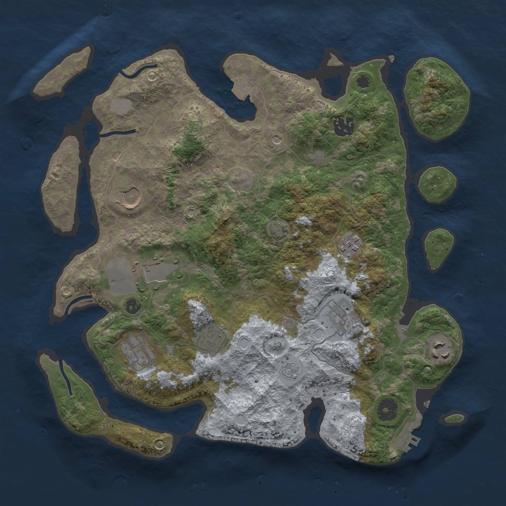 Rust Map: Procedural Map, Size: 3500, Seed: 1009683780, 15 Monuments