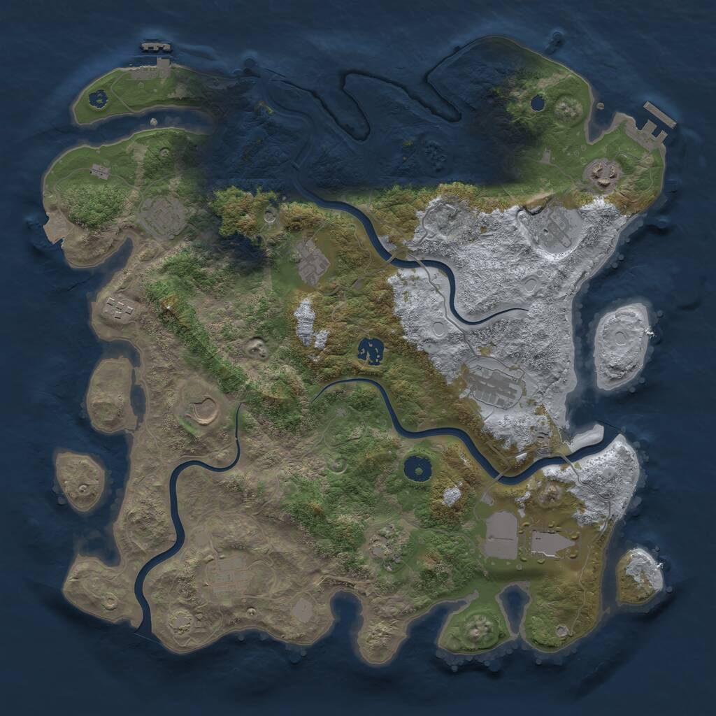 Rust Map: Procedural Map, Size: 3950, Seed: 55684174, 16 Monuments