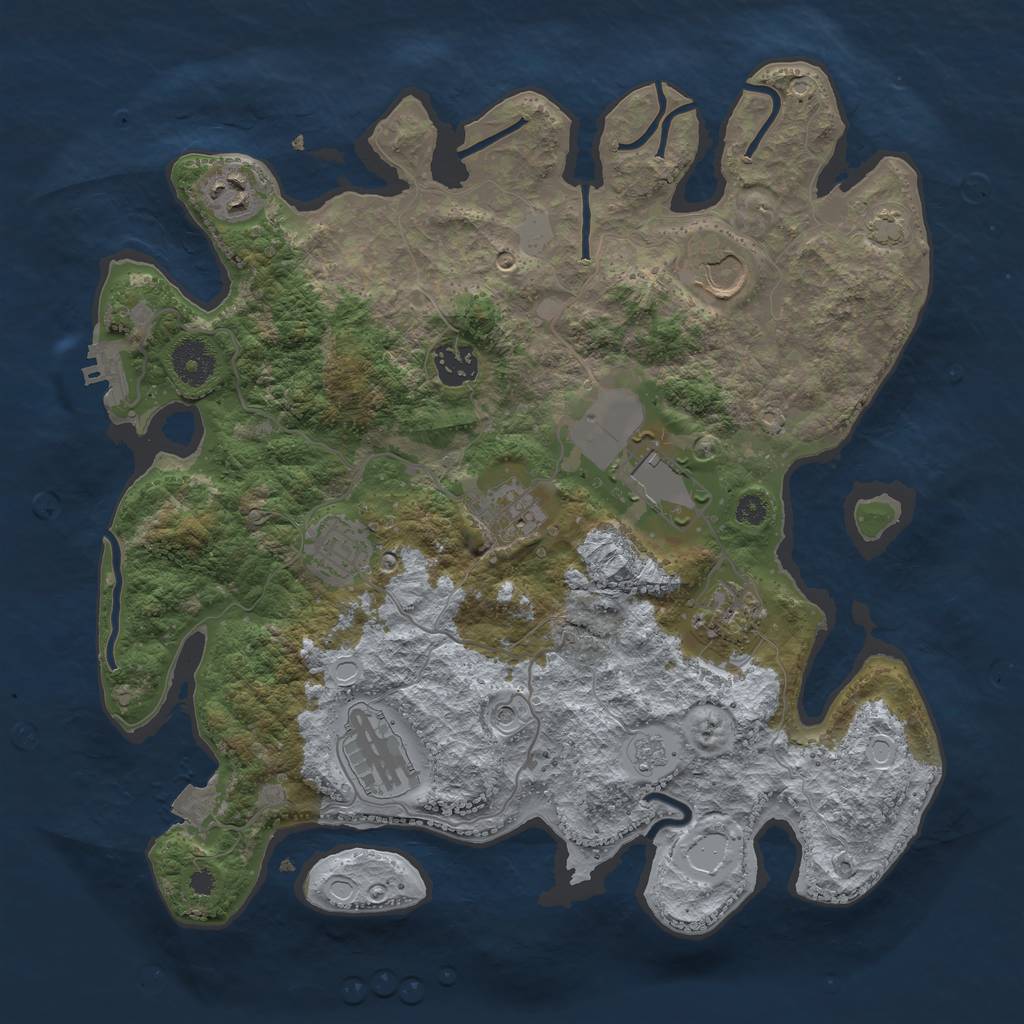 Rust Map: Procedural Map, Size: 3500, Seed: 1180908565, 15 Monuments