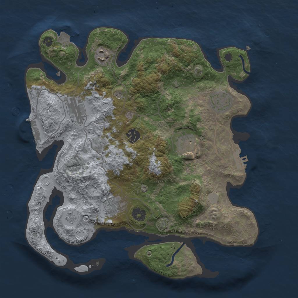 Rust Map: Procedural Map, Size: 3250, Seed: 1282747110, 14 Monuments