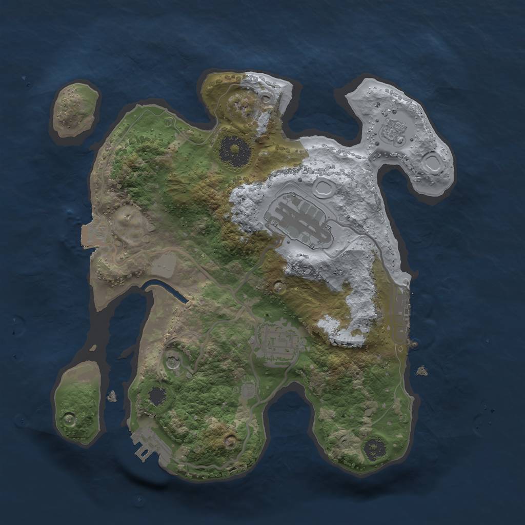 Rust Map: Procedural Map, Size: 2500, Seed: 264228182, 9 Monuments
