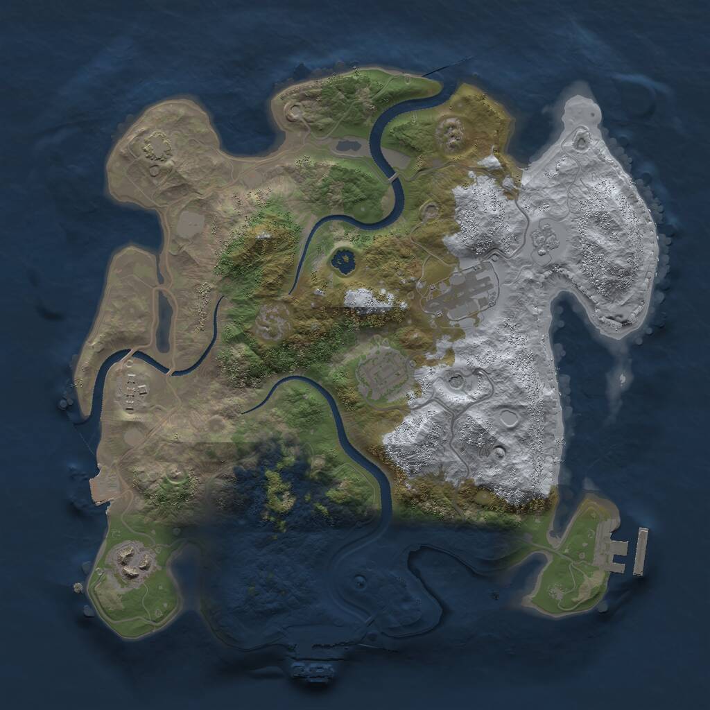 Rust Map: Procedural Map, Size: 3000, Seed: 2079825212, 10 Monuments