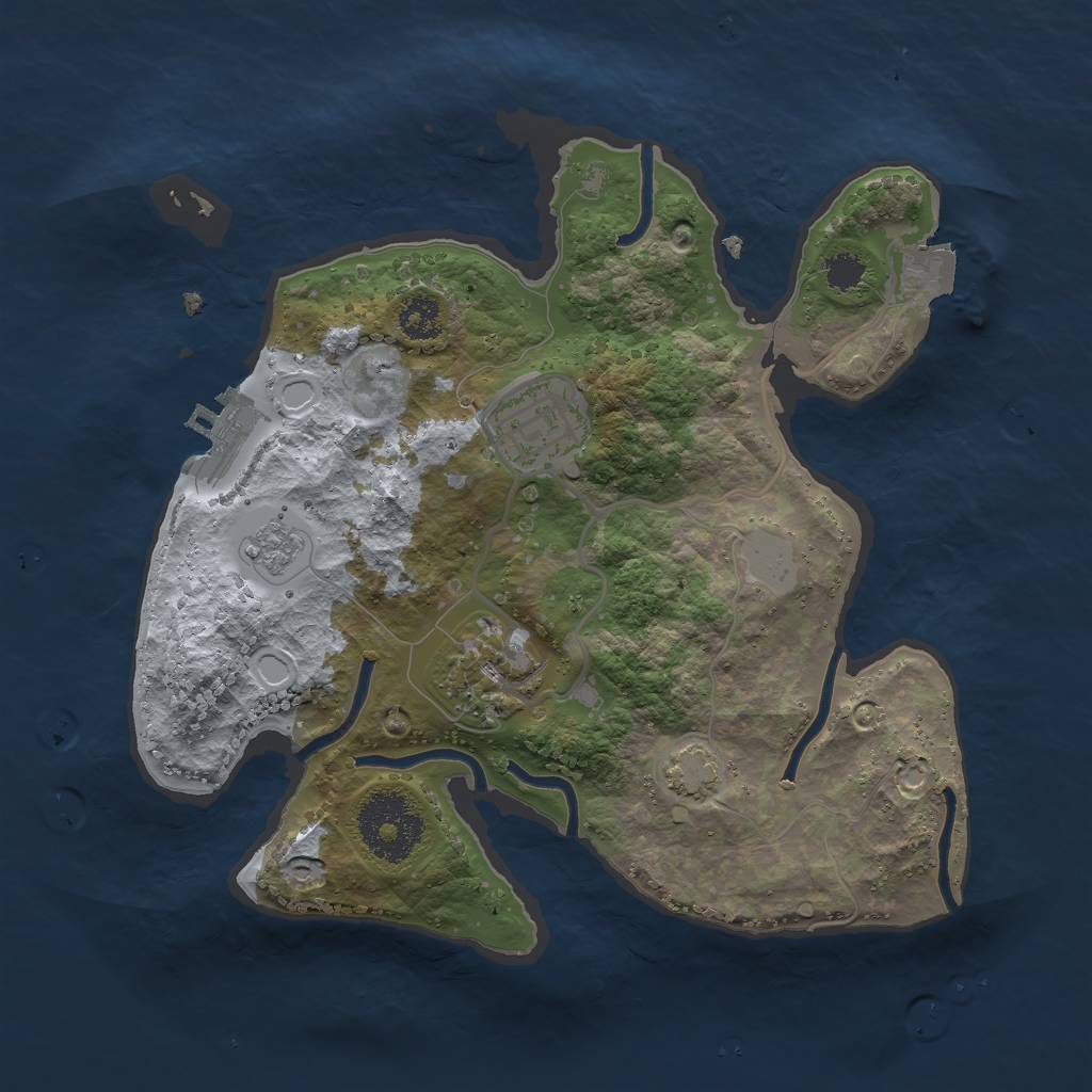 Rust Map: Procedural Map, Size: 2500, Seed: 609520883, 8 Monuments
