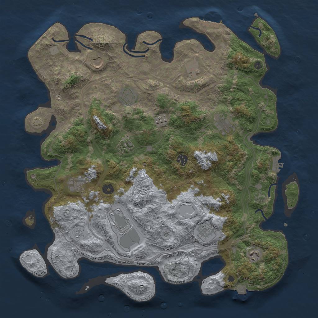 Rust Map: Procedural Map, Size: 4250, Seed: 1027686023, 19 Monuments