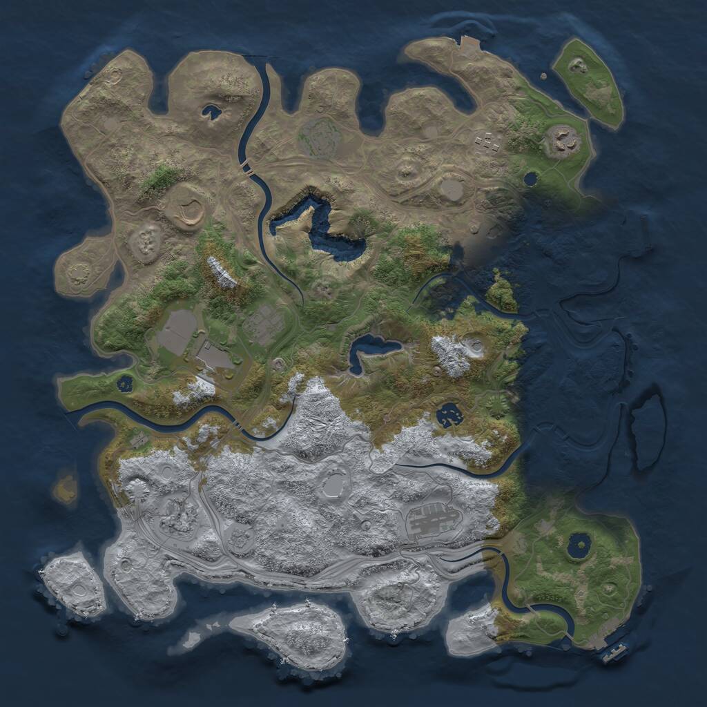 Rust Map: Procedural Map, Size: 4250, Seed: 1027686023, 16 Monuments