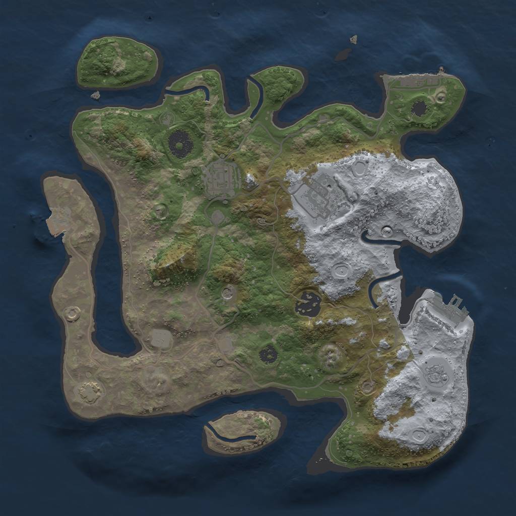 Rust Map: Procedural Map, Size: 3000, Seed: 37637426, 11 Monuments