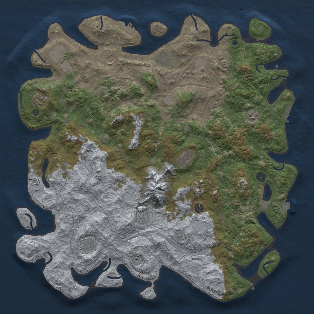 Rust Map: Procedural Map, Size: 5000, Seed: 3971, 19 Monuments