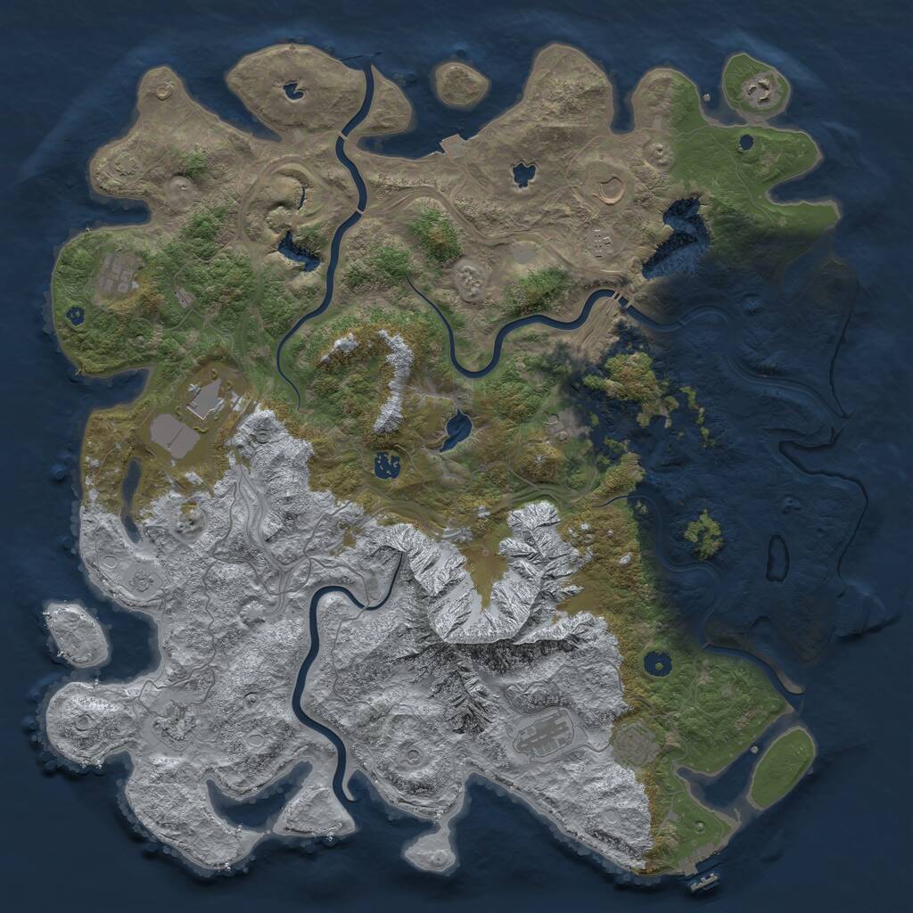 Rust Map: Procedural Map, Size: 5000, Seed: 3971, 16 Monuments