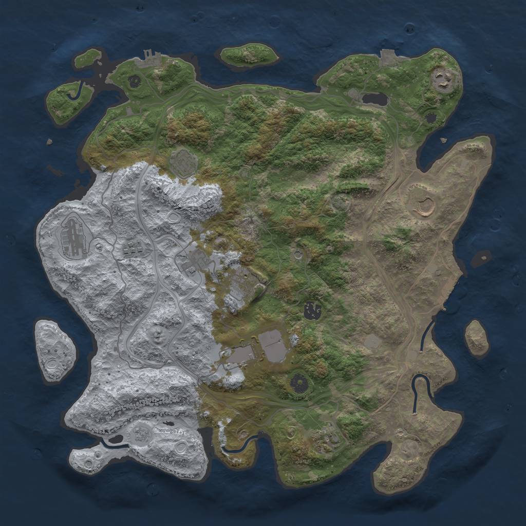 Rust Map: Procedural Map, Size: 4250, Seed: 1886529366, 18 Monuments