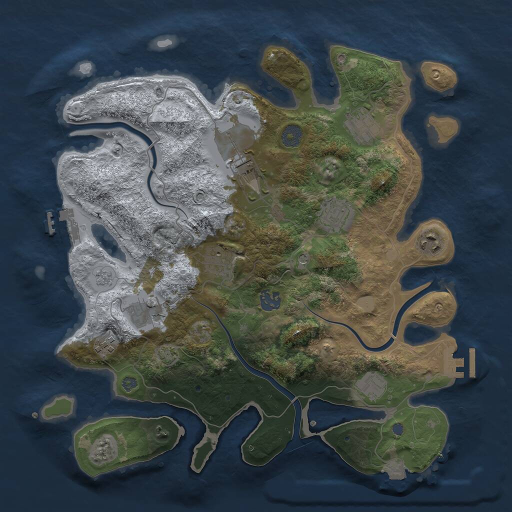Rust Map: Procedural Map, Size: 3500, Seed: 66227, 16 Monuments