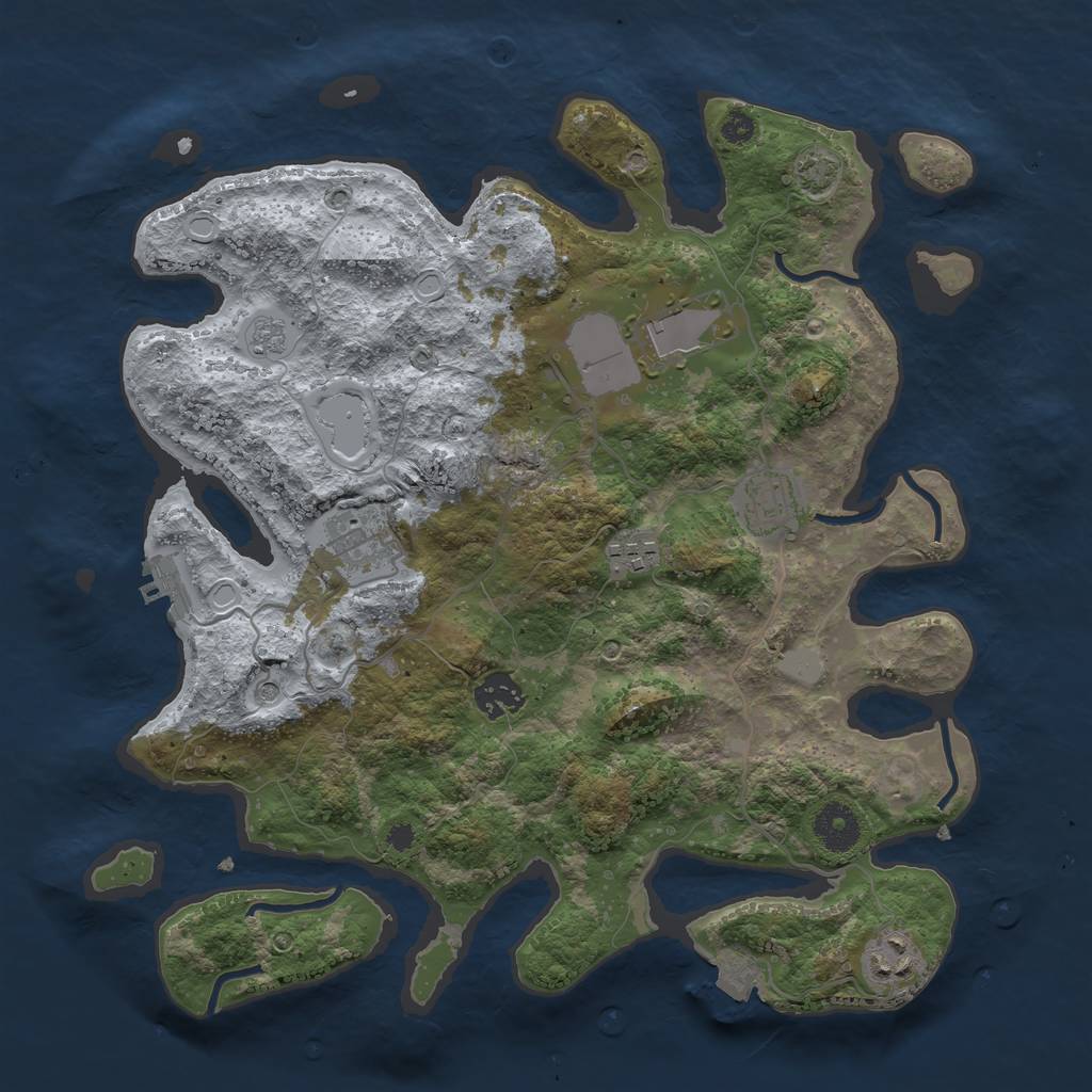 Rust Map: Procedural Map, Size: 3500, Seed: 66227, 13 Monuments