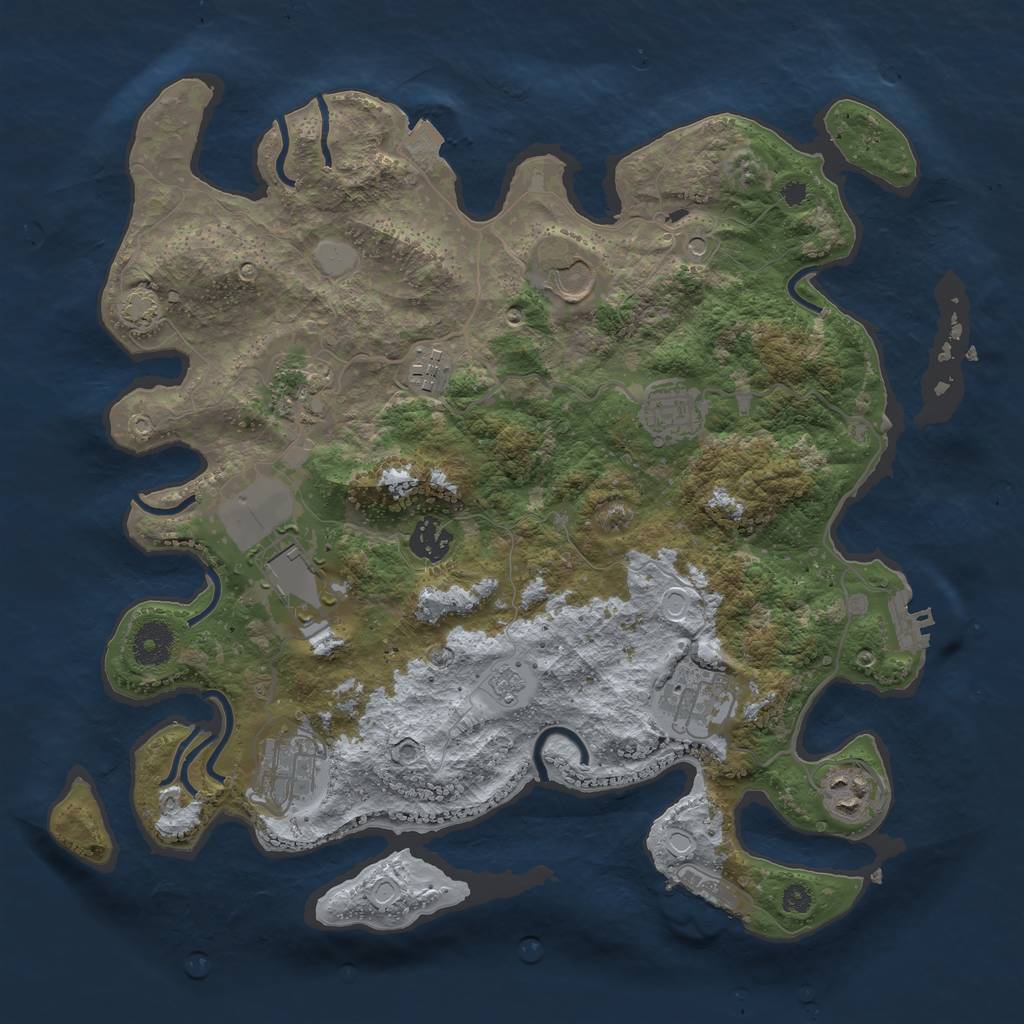 Rust Map: Procedural Map, Size: 3600, Seed: 2298711, 17 Monuments
