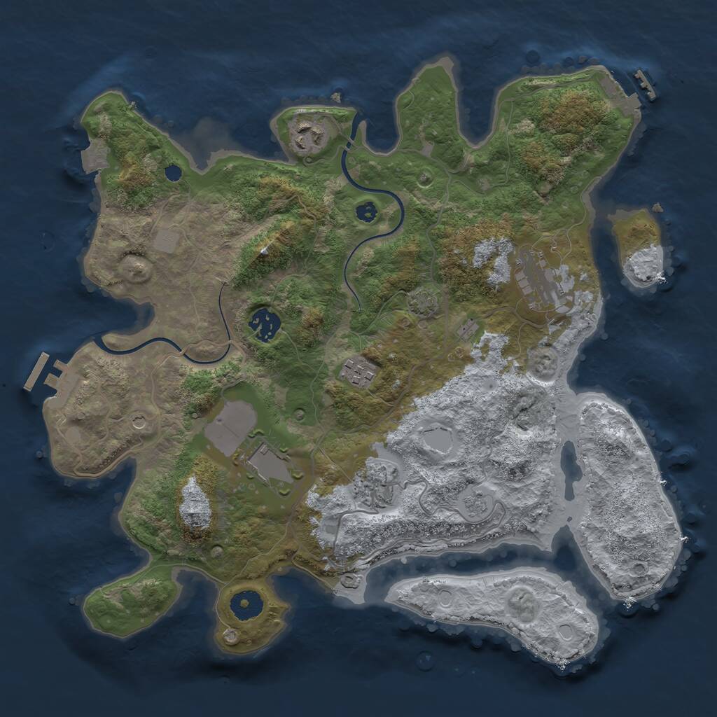 Rust Map: Procedural Map, Size: 3500, Seed: 1465420896, 12 Monuments