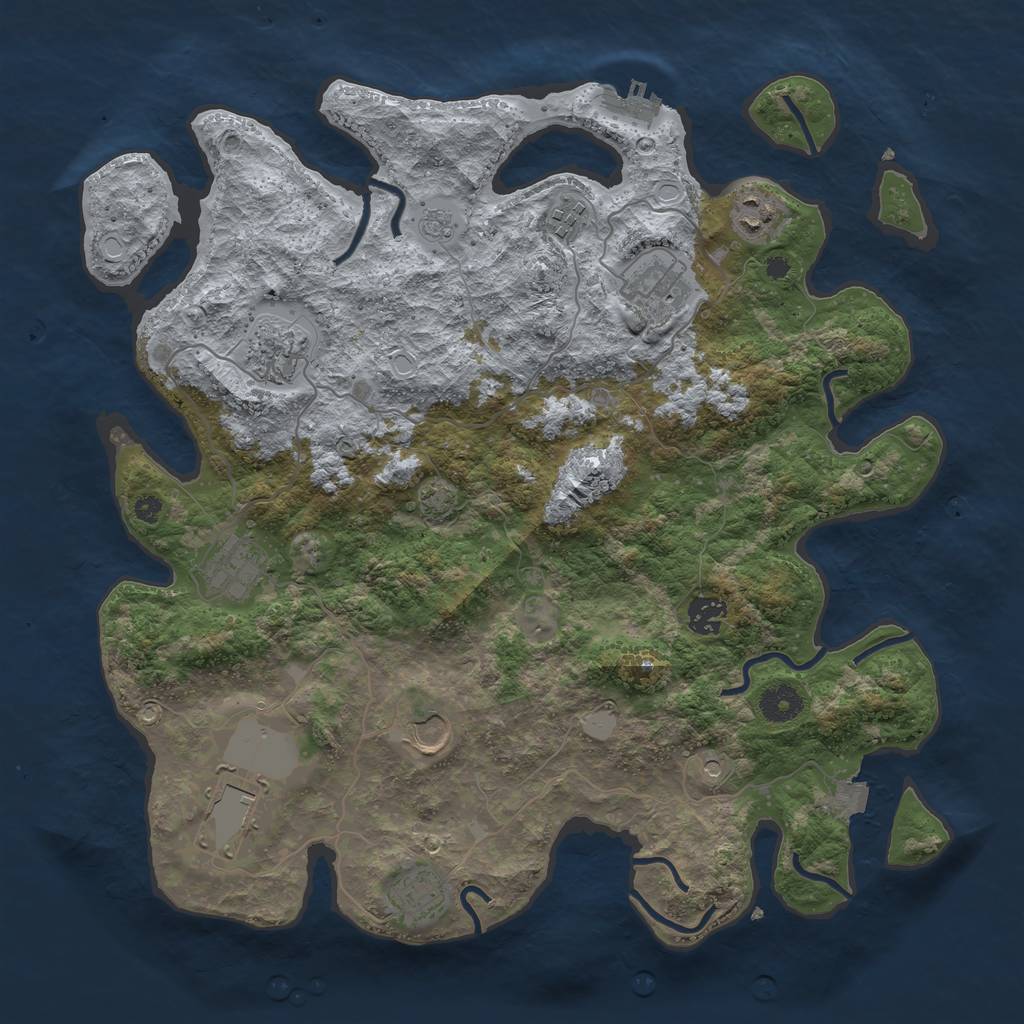 Rust Map: Procedural Map, Size: 3850, Seed: 1657918930, 16 Monuments
