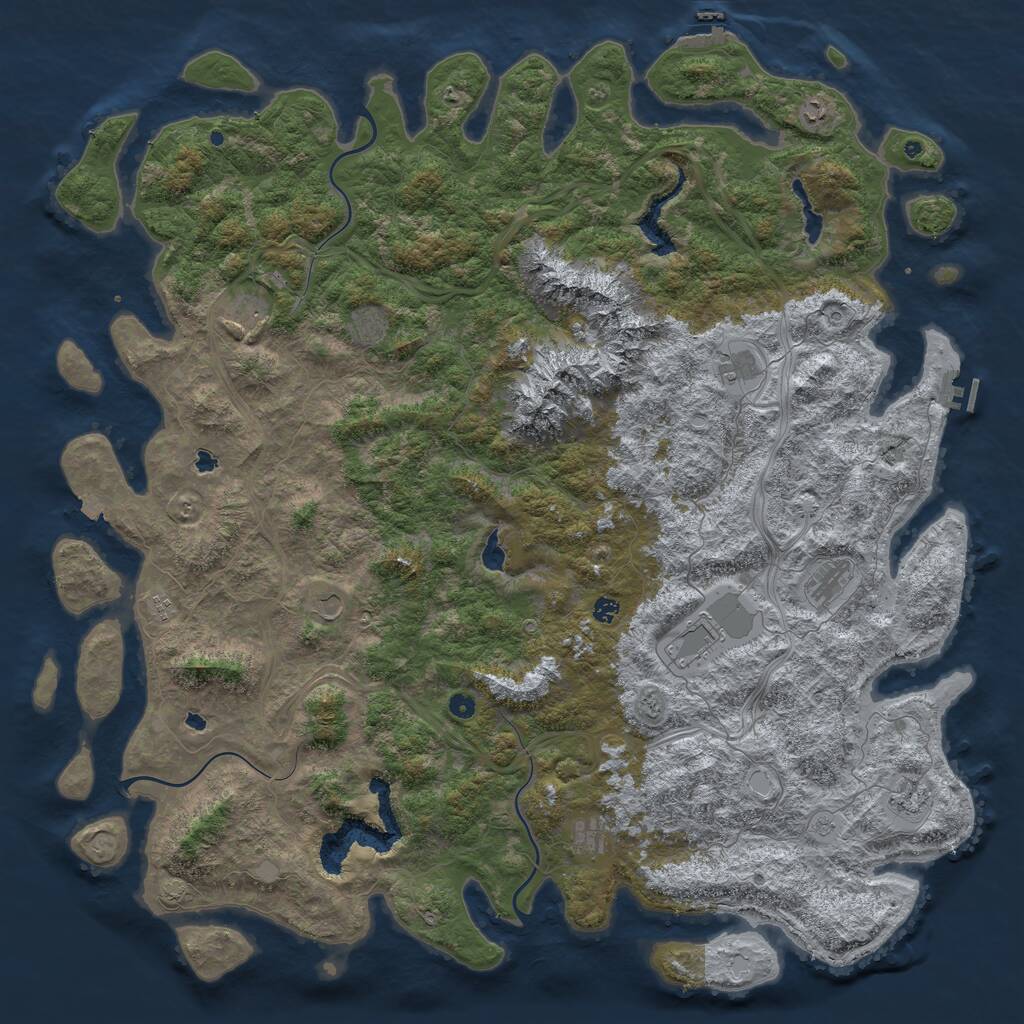 Rust Map: Procedural Map, Size: 6000, Seed: 394839238, 17 Monuments