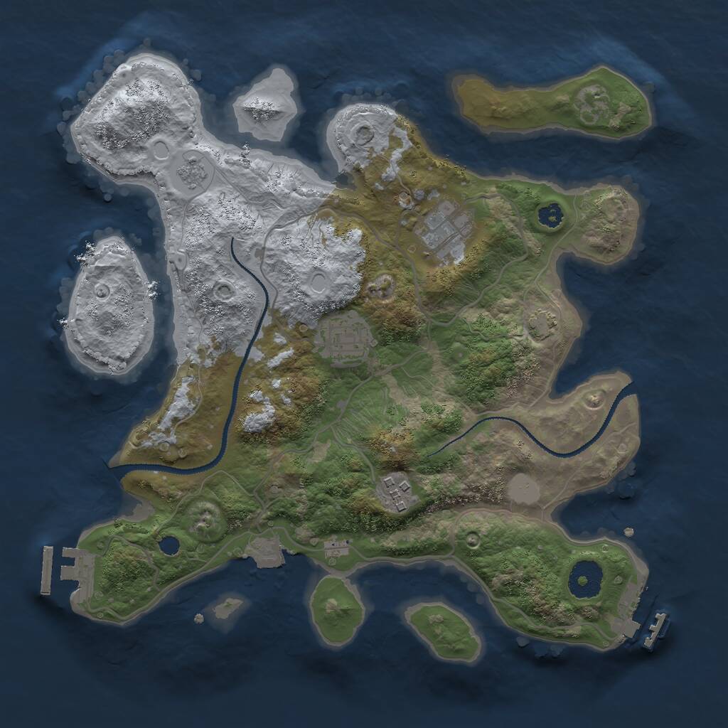 Rust Map: Procedural Map, Size: 3000, Seed: 273996341, 8 Monuments