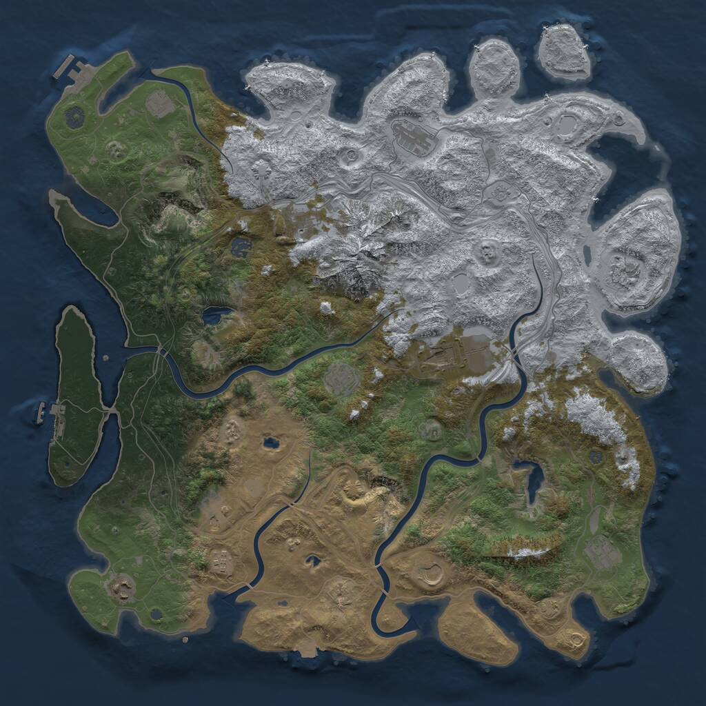 Rust Map: Procedural Map, Size: 5000, Seed: 1131585326, 19 Monuments