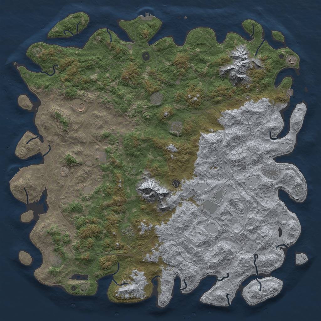 Rust Map: Procedural Map, Size: 6000, Seed: 534432, 19 Monuments