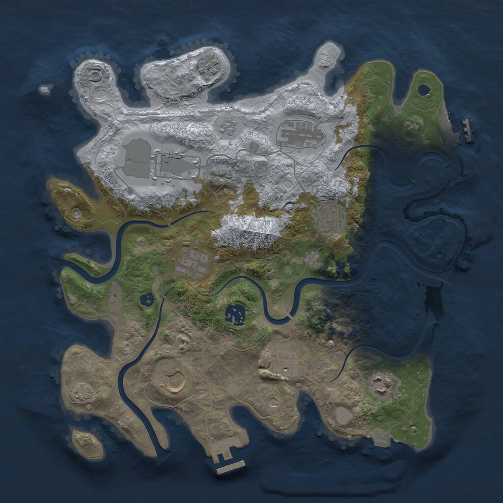 Rust Map: Procedural Map, Size: 3500, Seed: 1119051671, 15 Monuments