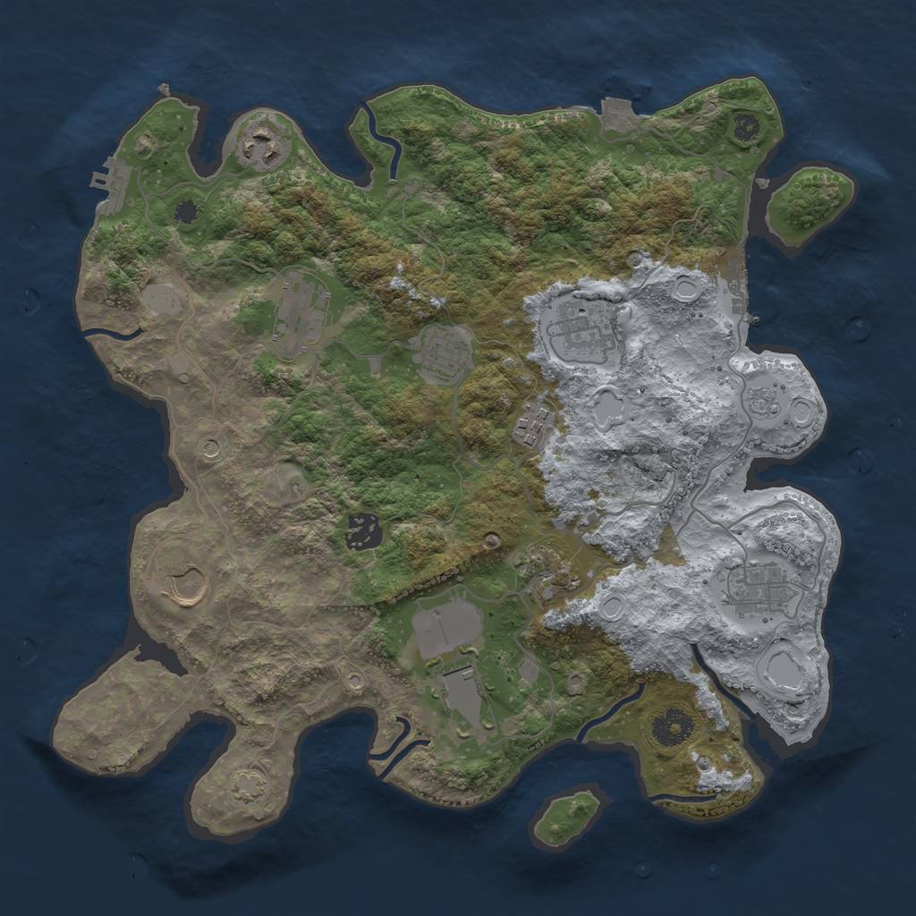 Rust Map: Procedural Map, Size: 3500, Seed: 430567438, 18 Monuments