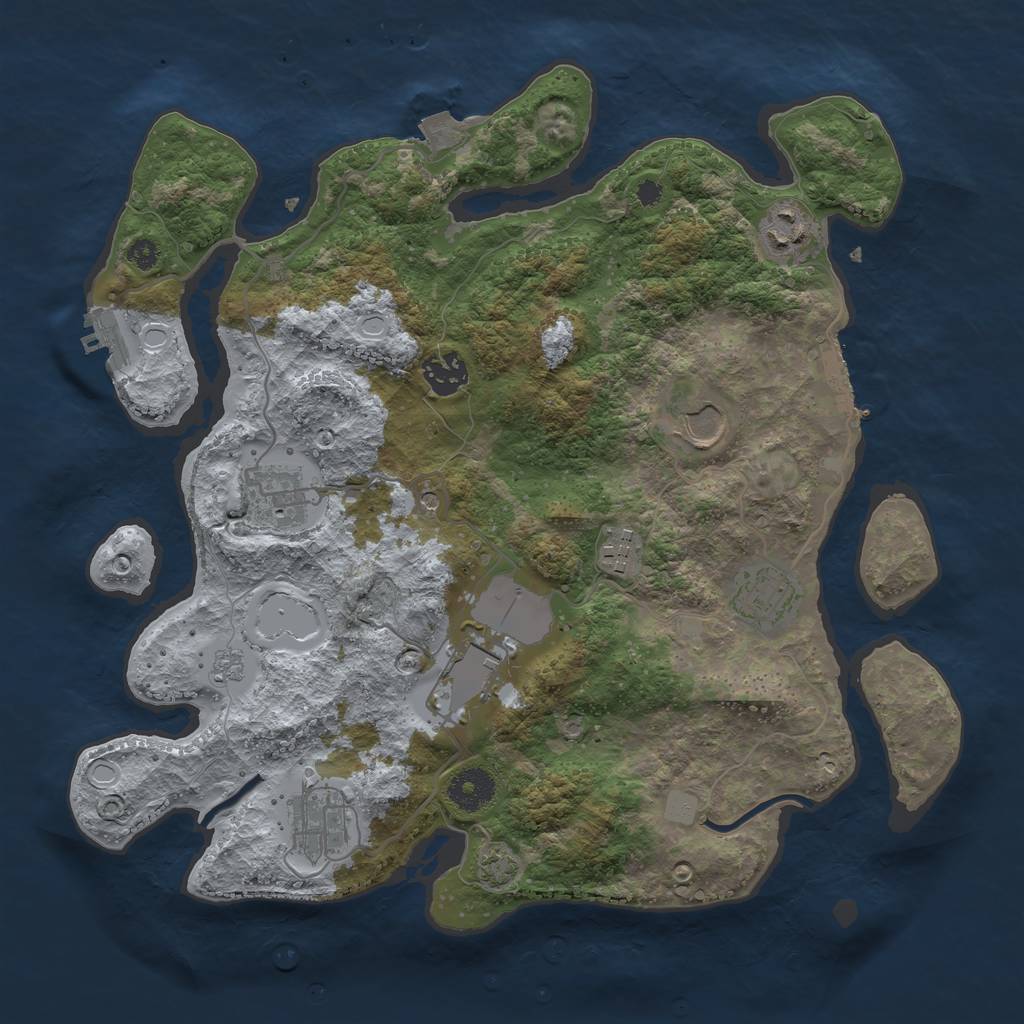 Rust Map: Procedural Map, Size: 3500, Seed: 1947511910, 16 Monuments