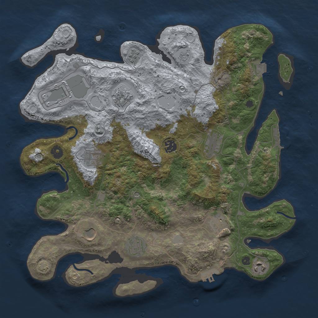 Rust Map: Procedural Map, Size: 3750, Seed: 1565251159, 18 Monuments