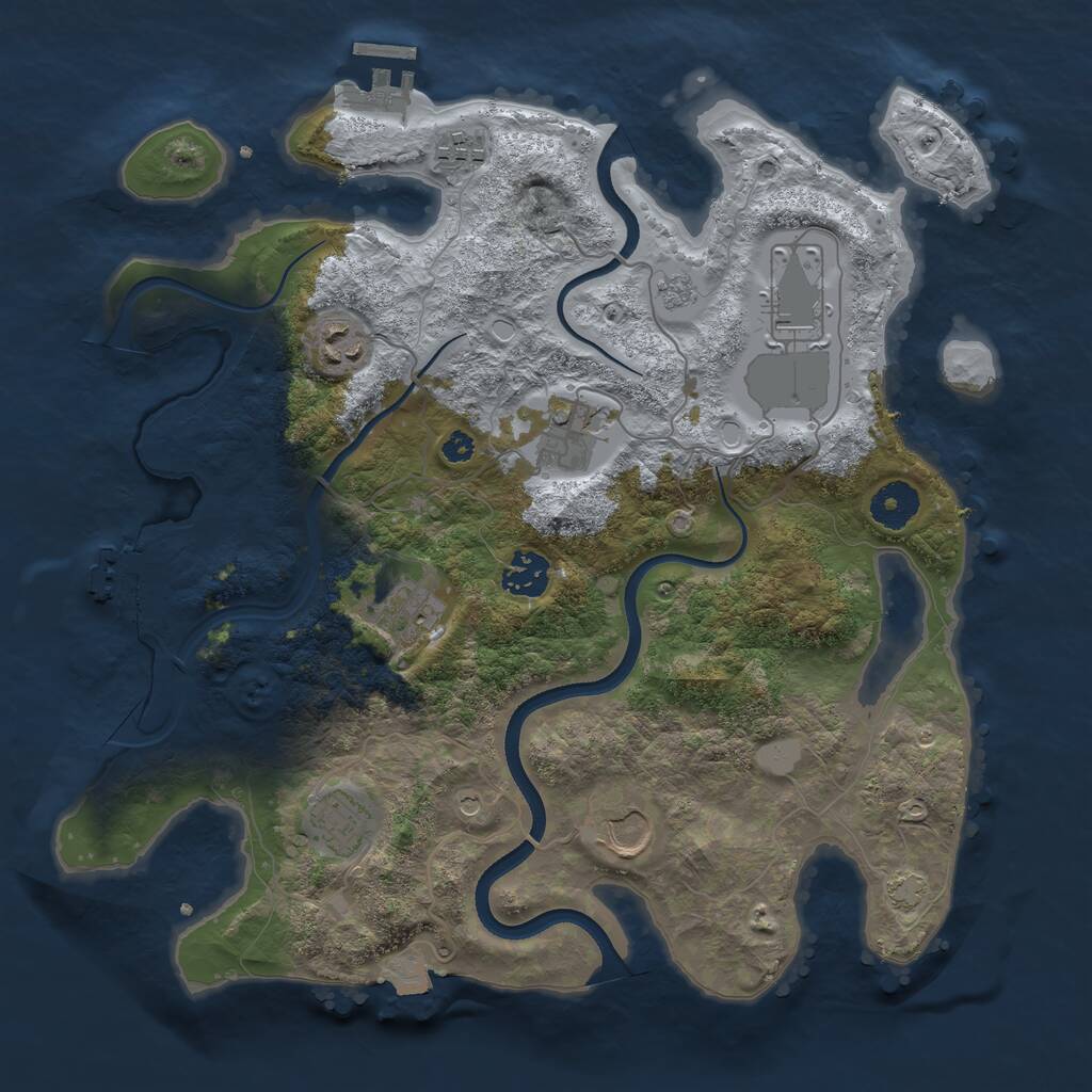 Rust Map: Procedural Map, Size: 3500, Seed: 672675371, 14 Monuments
