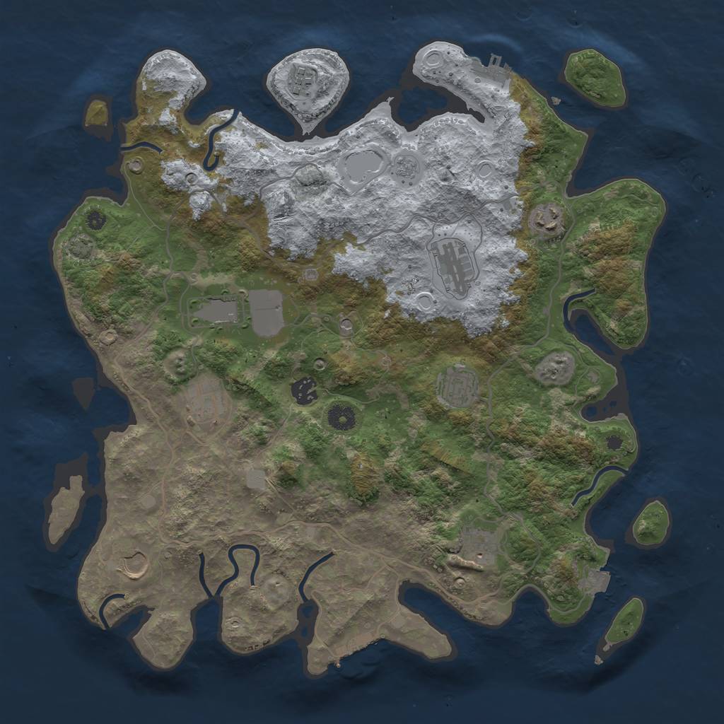 Rust Map: Procedural Map, Size: 4000, Seed: 366079751, 17 Monuments