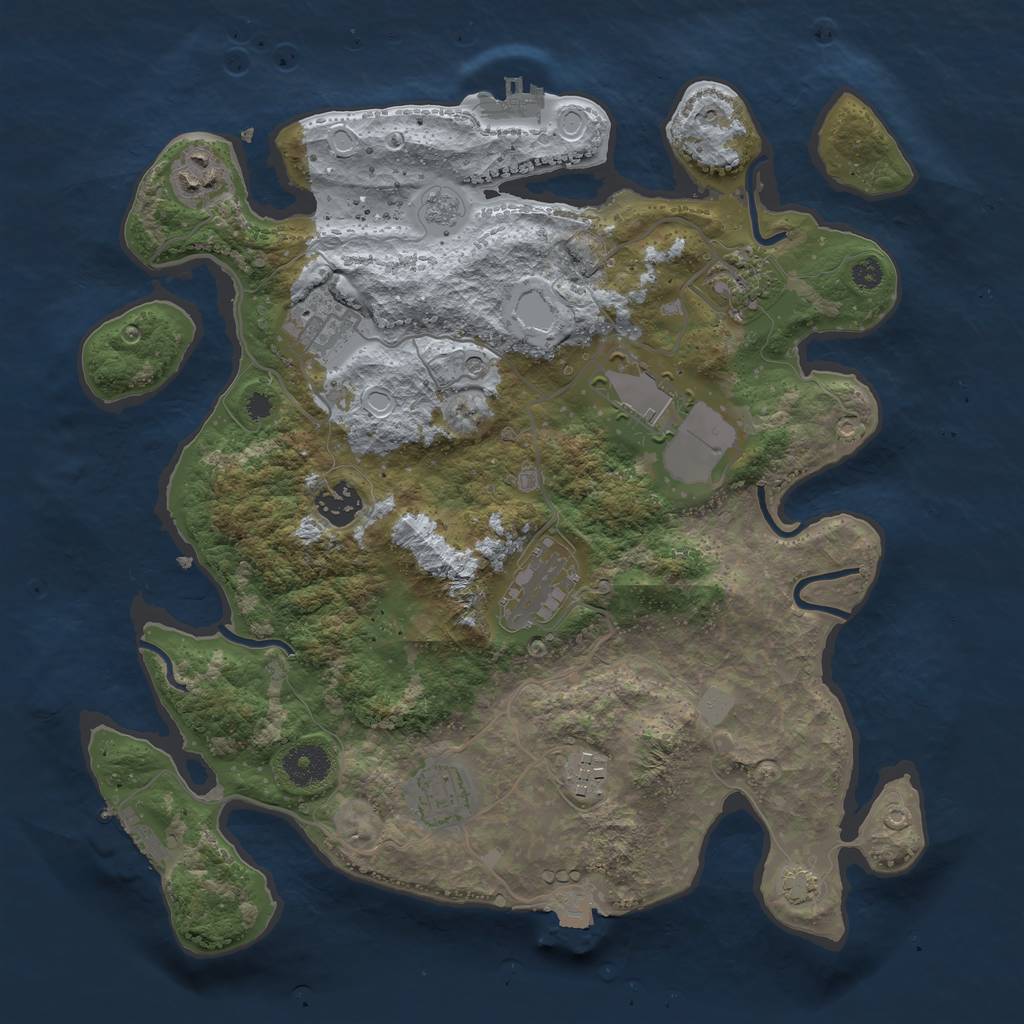 Rust Map: Procedural Map, Size: 3500, Seed: 1248304744, 16 Monuments
