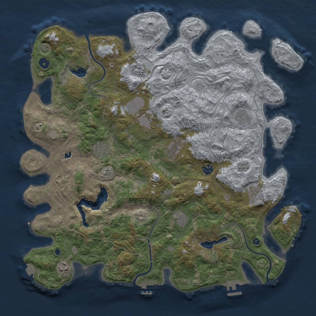 Rust Map: Procedural Map, Size: 4500, Seed: 969461947, 16 Monuments