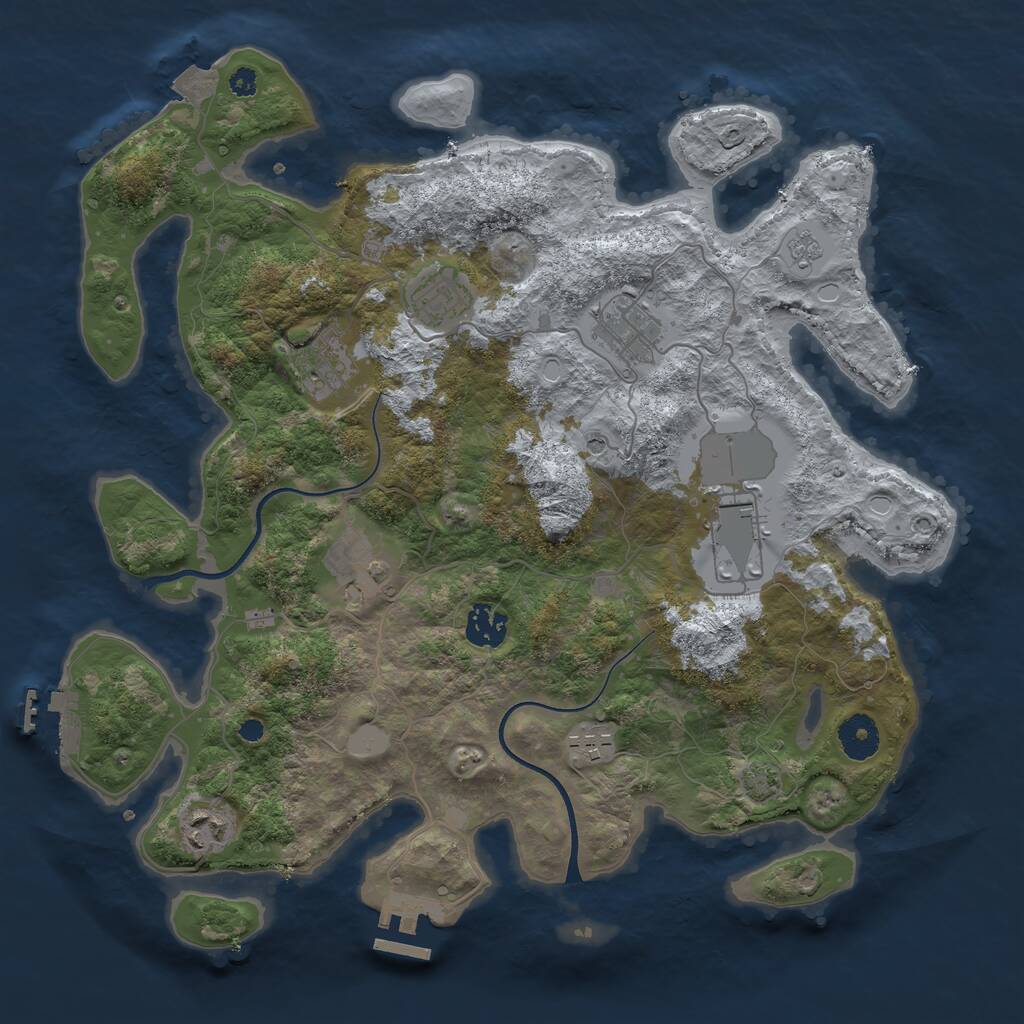 Rust Map: Procedural Map, Size: 3600, Seed: 20508, 14 Monuments