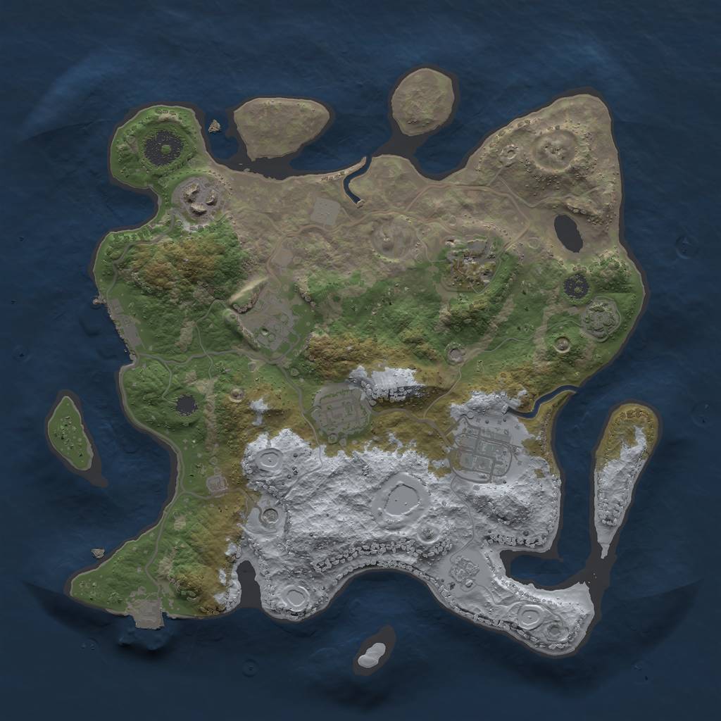 Rust Map: Procedural Map, Size: 3000, Seed: 321699587, 12 Monuments