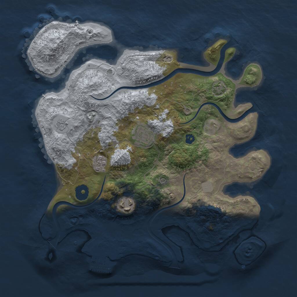 Rust Map: Procedural Map, Size: 3000, Seed: 1324576, 8 Monuments