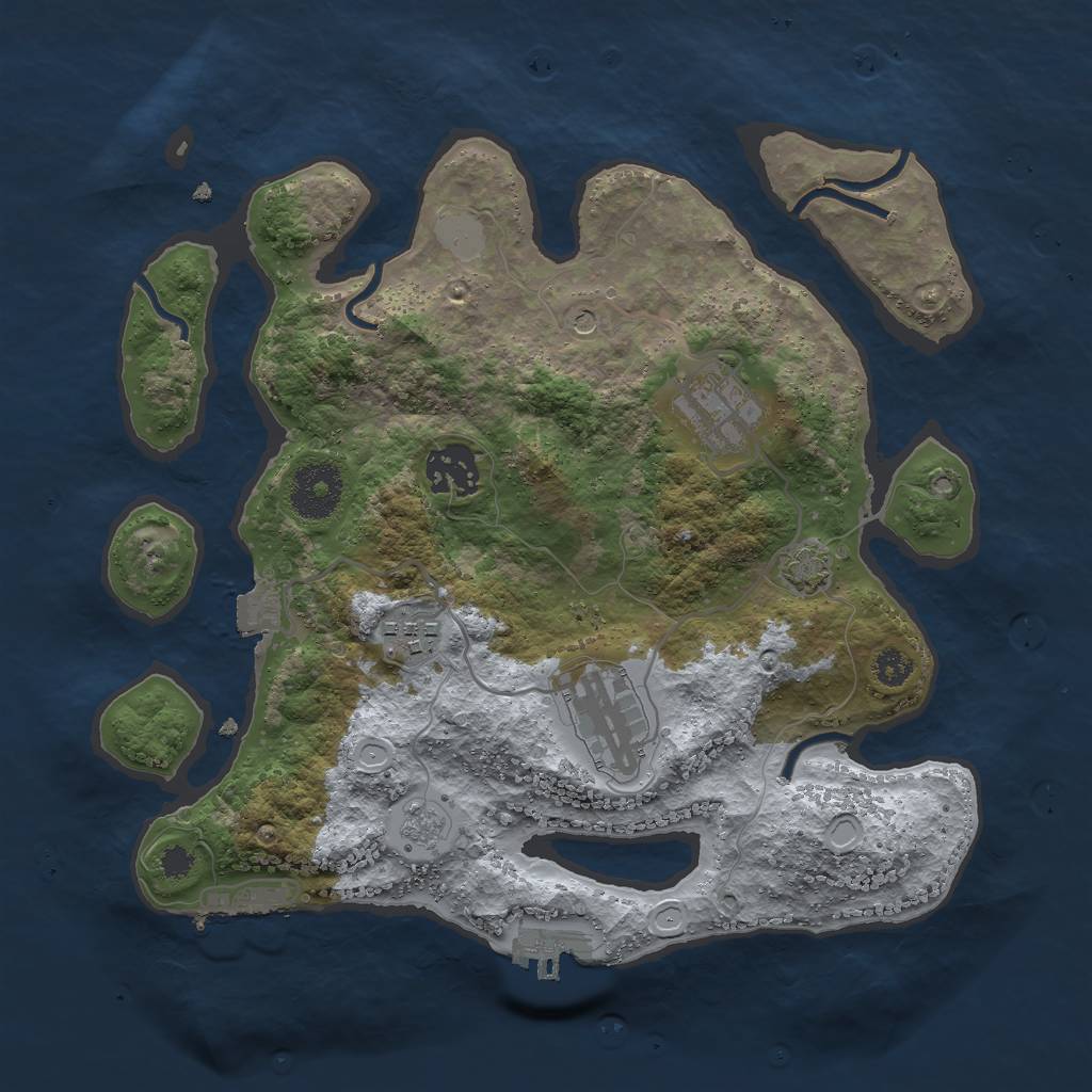 Rust Map: Procedural Map, Size: 3000, Seed: 3446, 12 Monuments